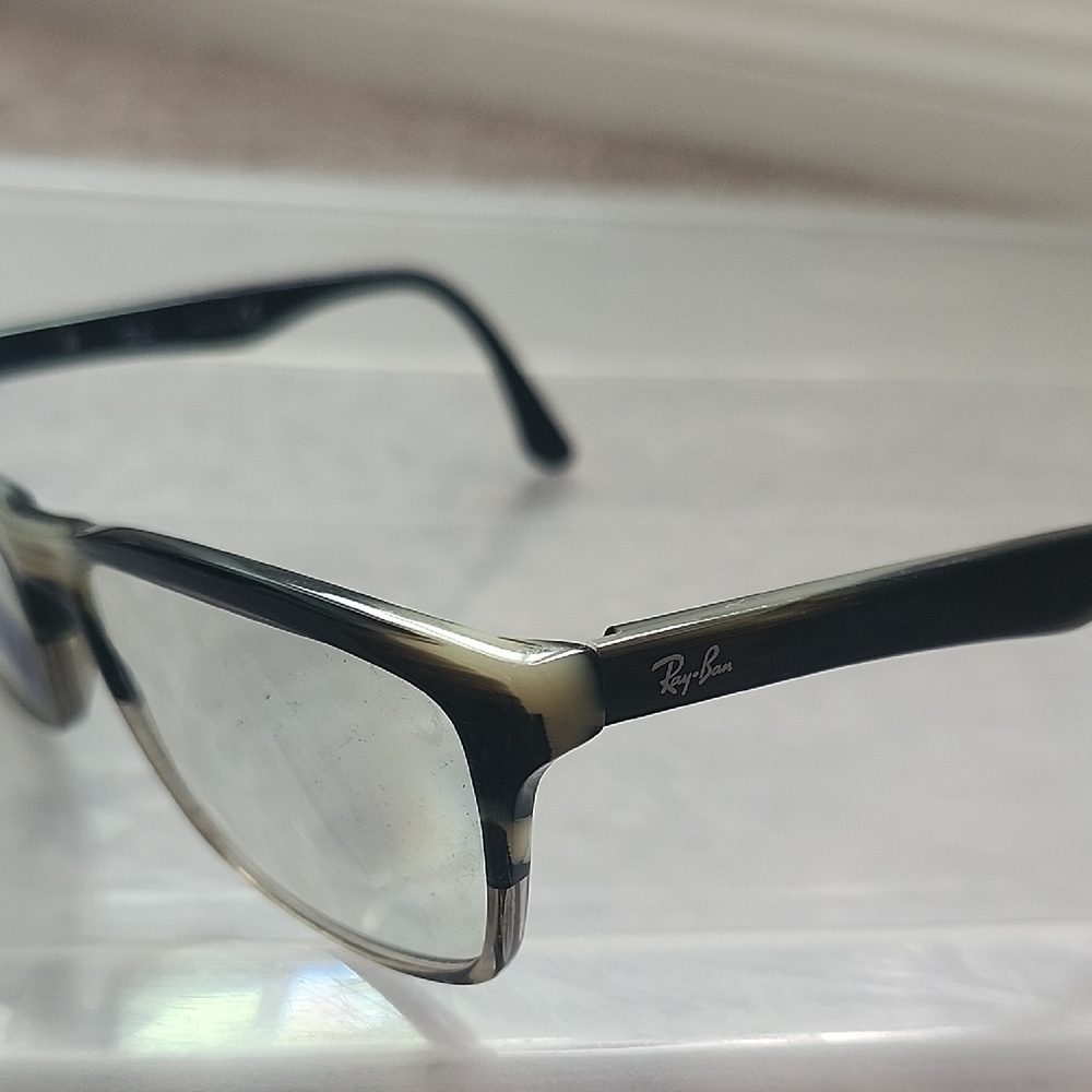 Ray-Ban Black and Cream Semi-Rimless Glasses